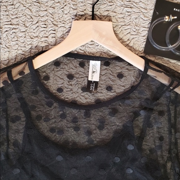 Velvet Kitten Sheer Polka Dot Bodysuit Lrg - Picture 2 of 6